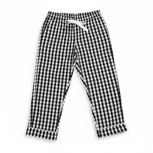 SERENA & LILY ✘ Gingham Pajama Lounge Pants Black White Check Cotton Portugal M